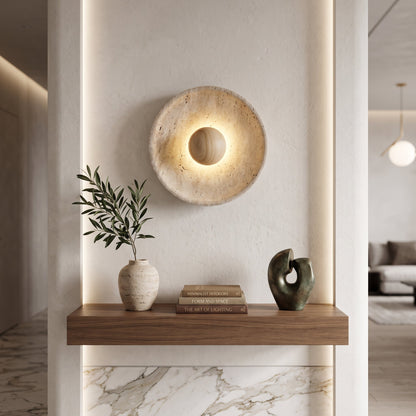 Applique LED Wabi Sabi Travertino Legno Elegante | Fonteoro
