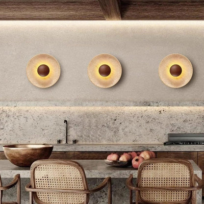 Applique LED Wabi Sabi Travertino Legno Elegante | Fonteoro