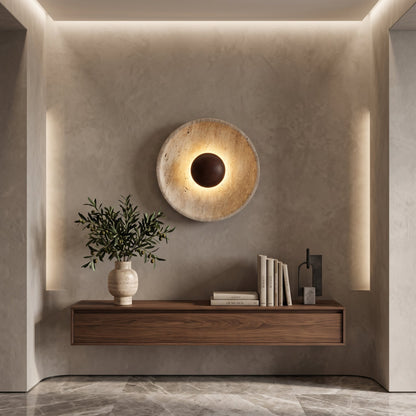 Applique LED Wabi Sabi Travertino Legno Elegante | Fonteoro
