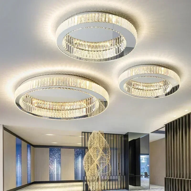 Plafoniera Cristallo LED Anelli Elegante Dimmerabile Moderna | Pietraluna