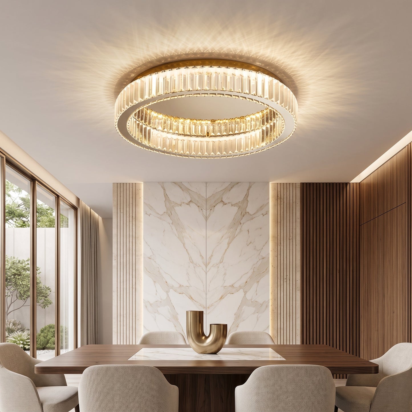 Plafoniera Cristallo LED Anelli Elegante Dimmerabile Moderna | Pietraluna