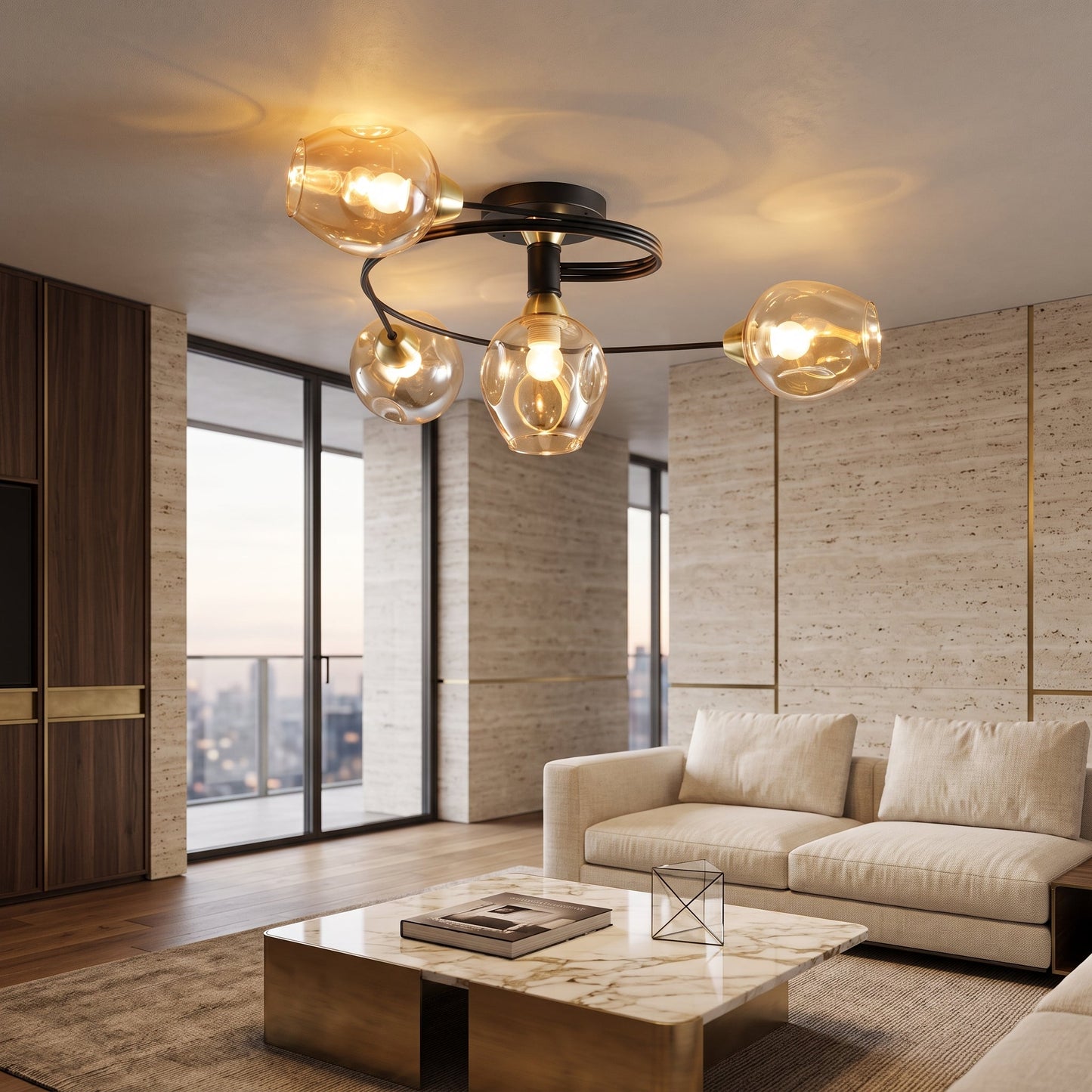 Lampadario Soffitto Sfere Vetro Moderno Elegante LED | Lucemare