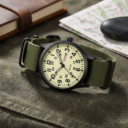 Orologio Quarzo Campo Cinturino Nylon Quadrante Analogico | Doracasa