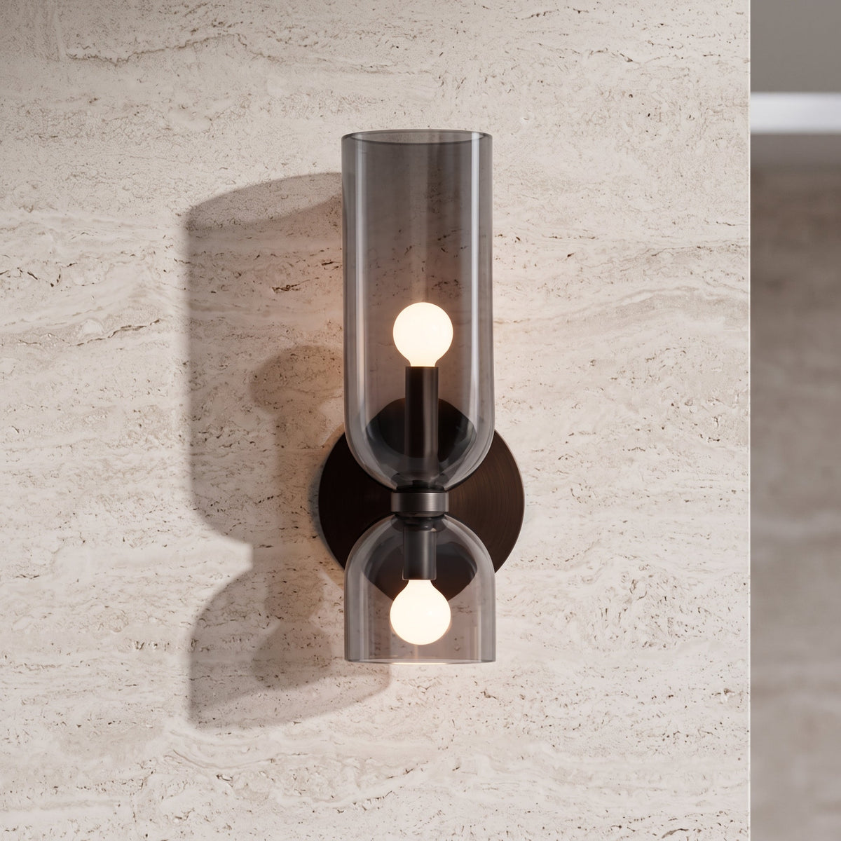 Lampada LED da Parete con Due Vetri Satinati | Fontelago