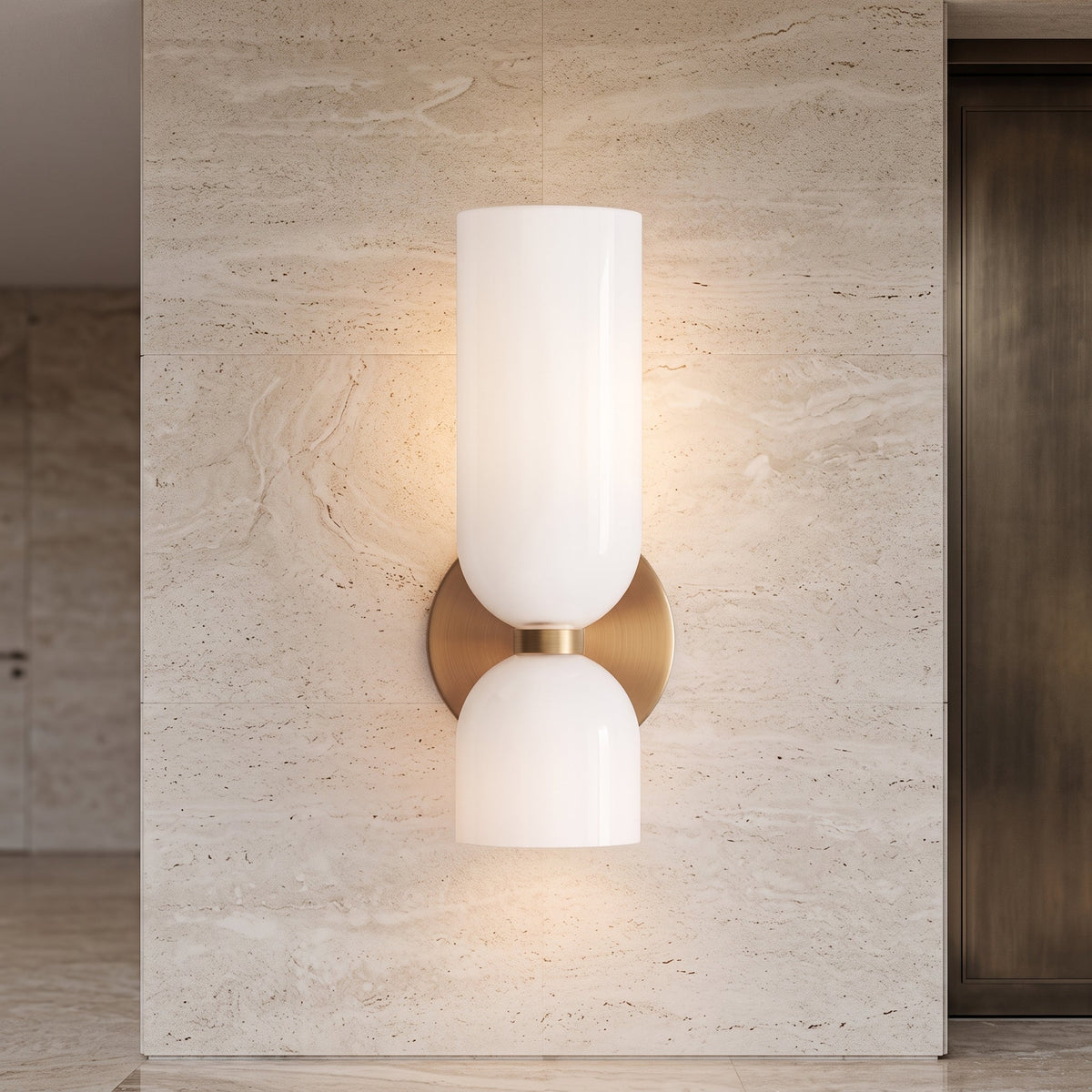 Lampada LED da Parete con Due Vetri Satinati | Fontelago
