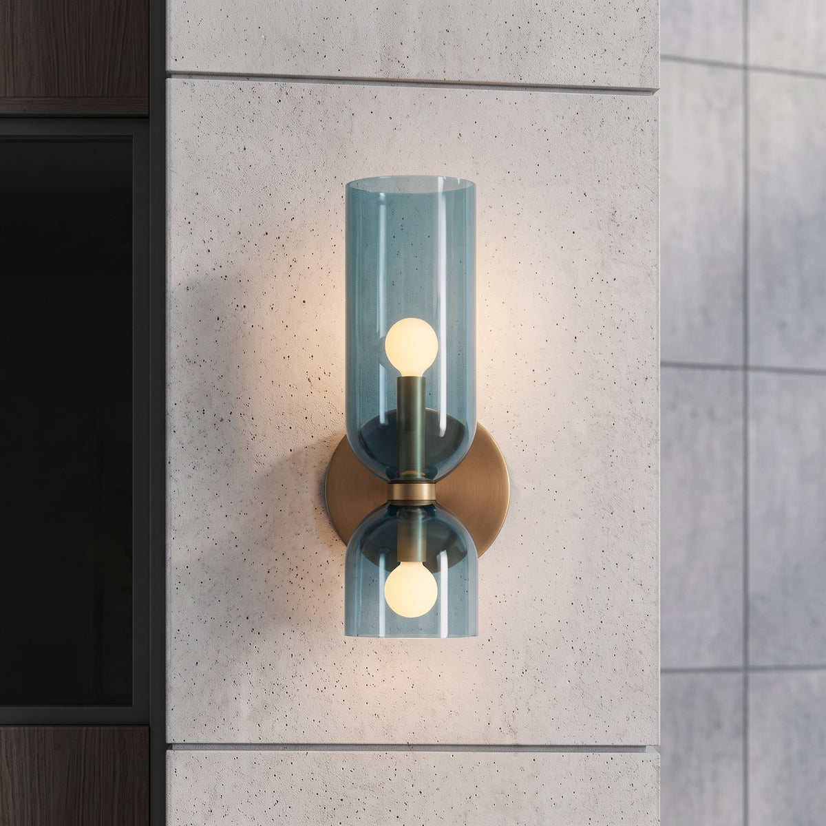 Lampada LED da Parete con Due Vetri Satinati | Fontelago