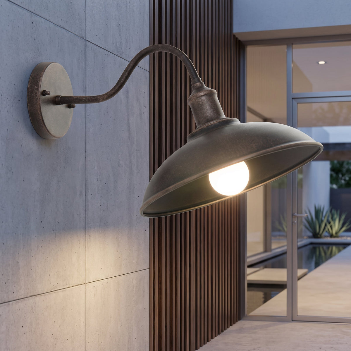 Lanterna LED da Parete Esterna con Struttura Curva | Lucesole