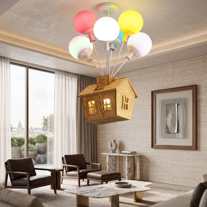 Lampada LED Colorata a Forma di Casa con Palloncini | Vallacasa