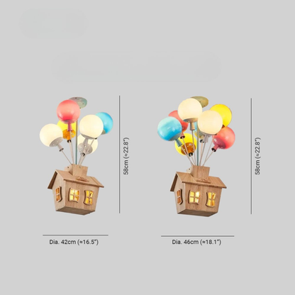 Lampada LED Colorata a Forma di Casa con Palloncini | Vallacasa