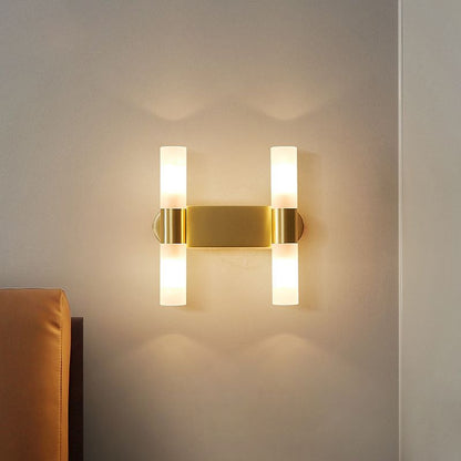 Lampada LED da Parete con Vetro Satinato Dorato | Bellarosa