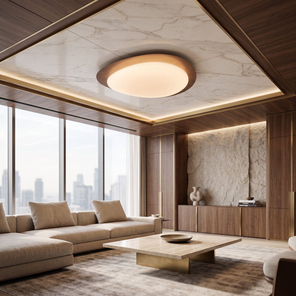 Lampada LED a Forma di Ciottolo da Soffitto | Casafiaba