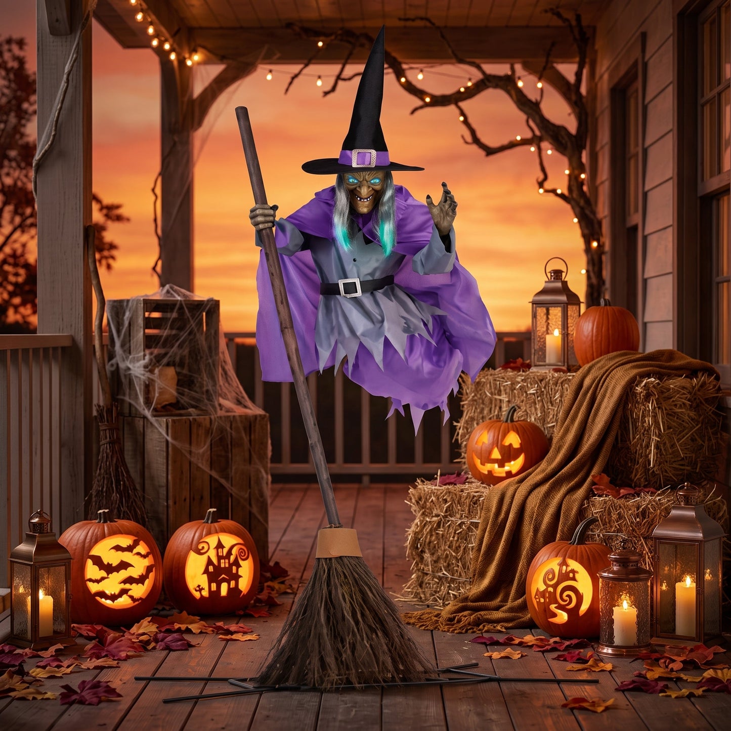 Latająca Wiedźma Halloween z Dźwiękiem i Światłem | Czarucha