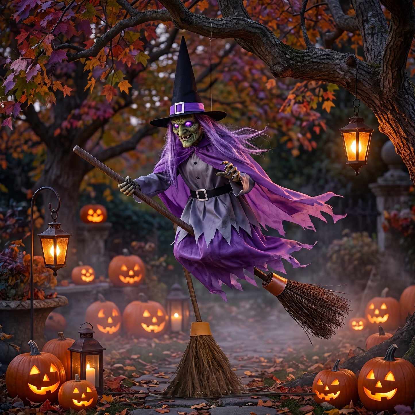 Latająca Wiedźma Halloween z Dźwiękiem i Światłem | Czarucha