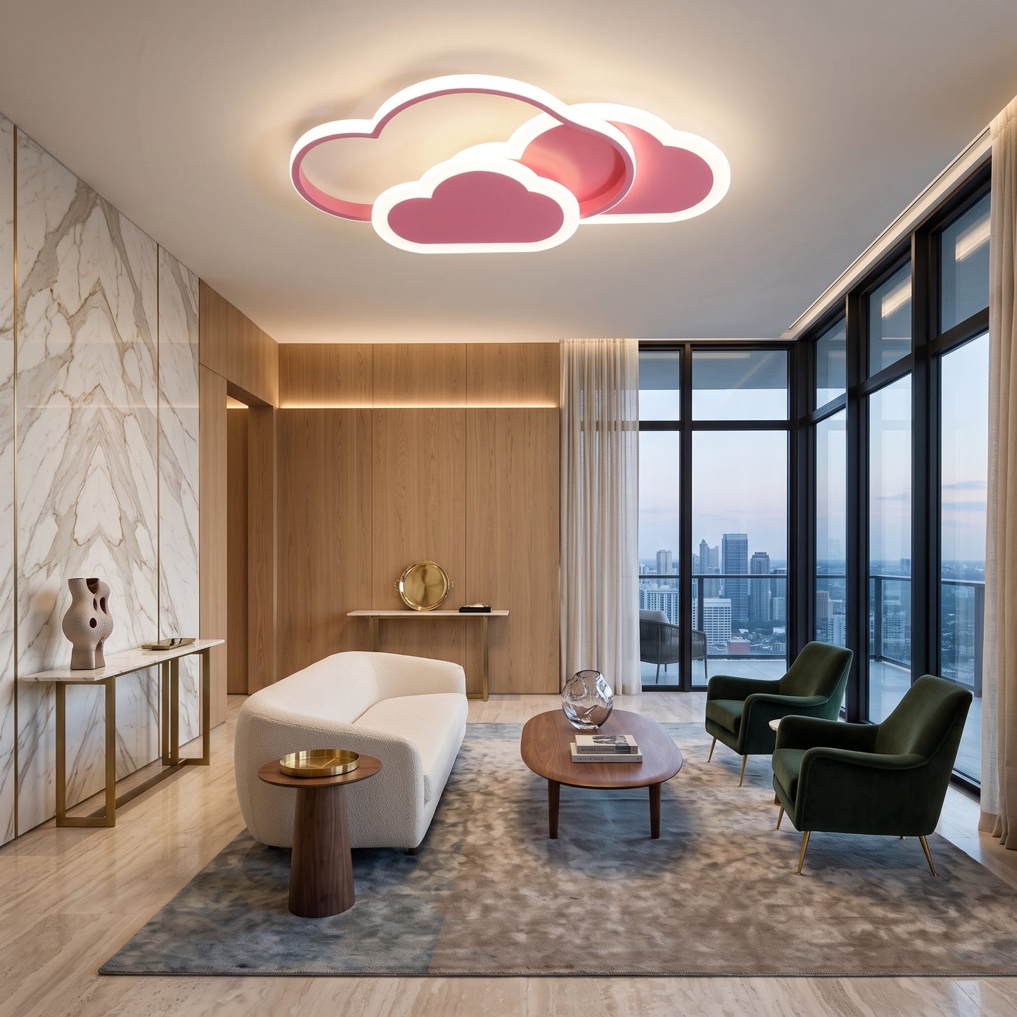 Lampada da Soffitto LED Nuvola Rosa Stelle Decorativa Bambini | Fontesole