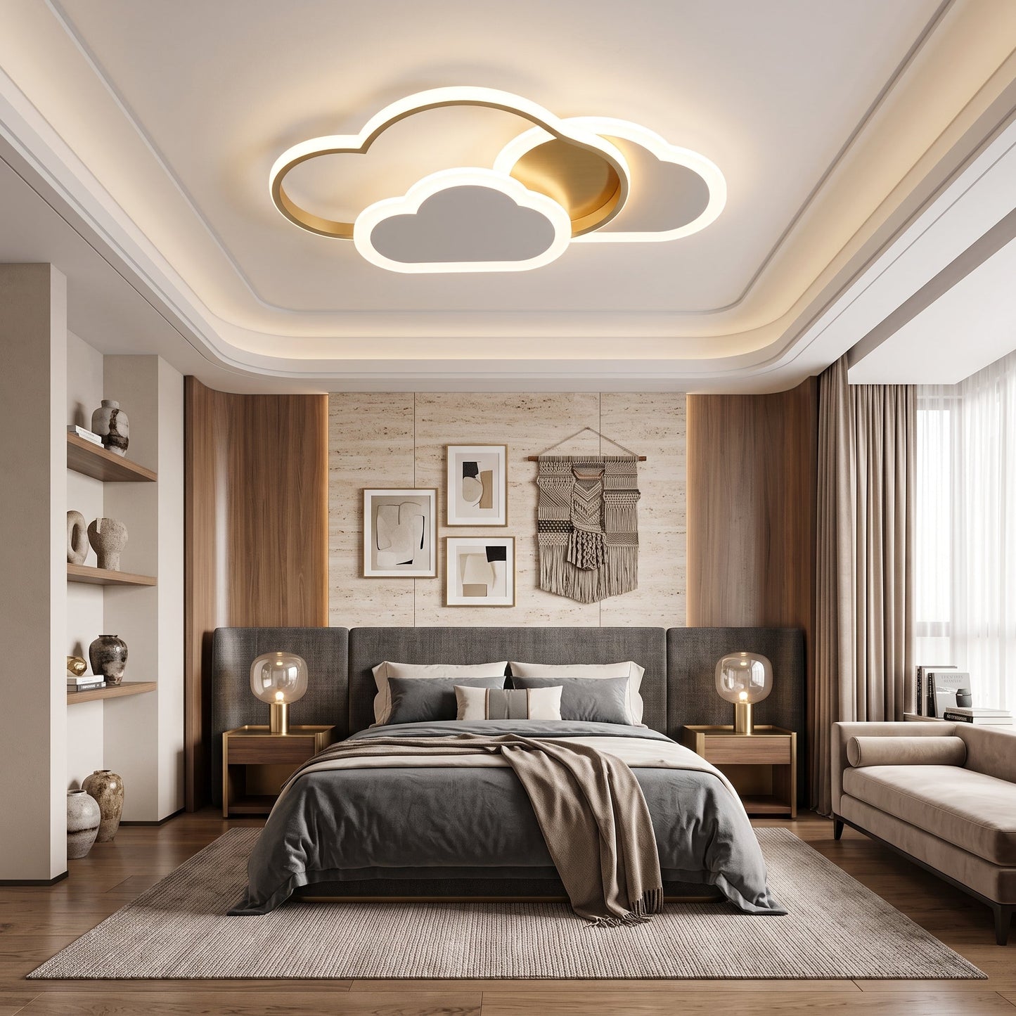 Lampada da Soffitto LED Nuvola Rosa Stelle Decorativa Bambini | Fontesole