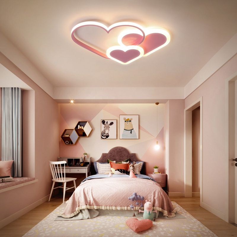 Lampada da Soffitto LED Nuvola Rosa Stelle Decorativa Bambini | Fontesole