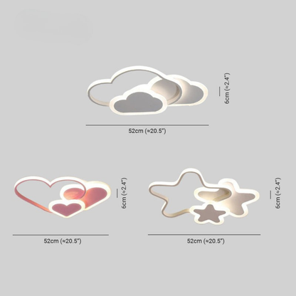 Lampada da Soffitto LED Nuvola Rosa Stelle Decorativa Bambini | Fontesole