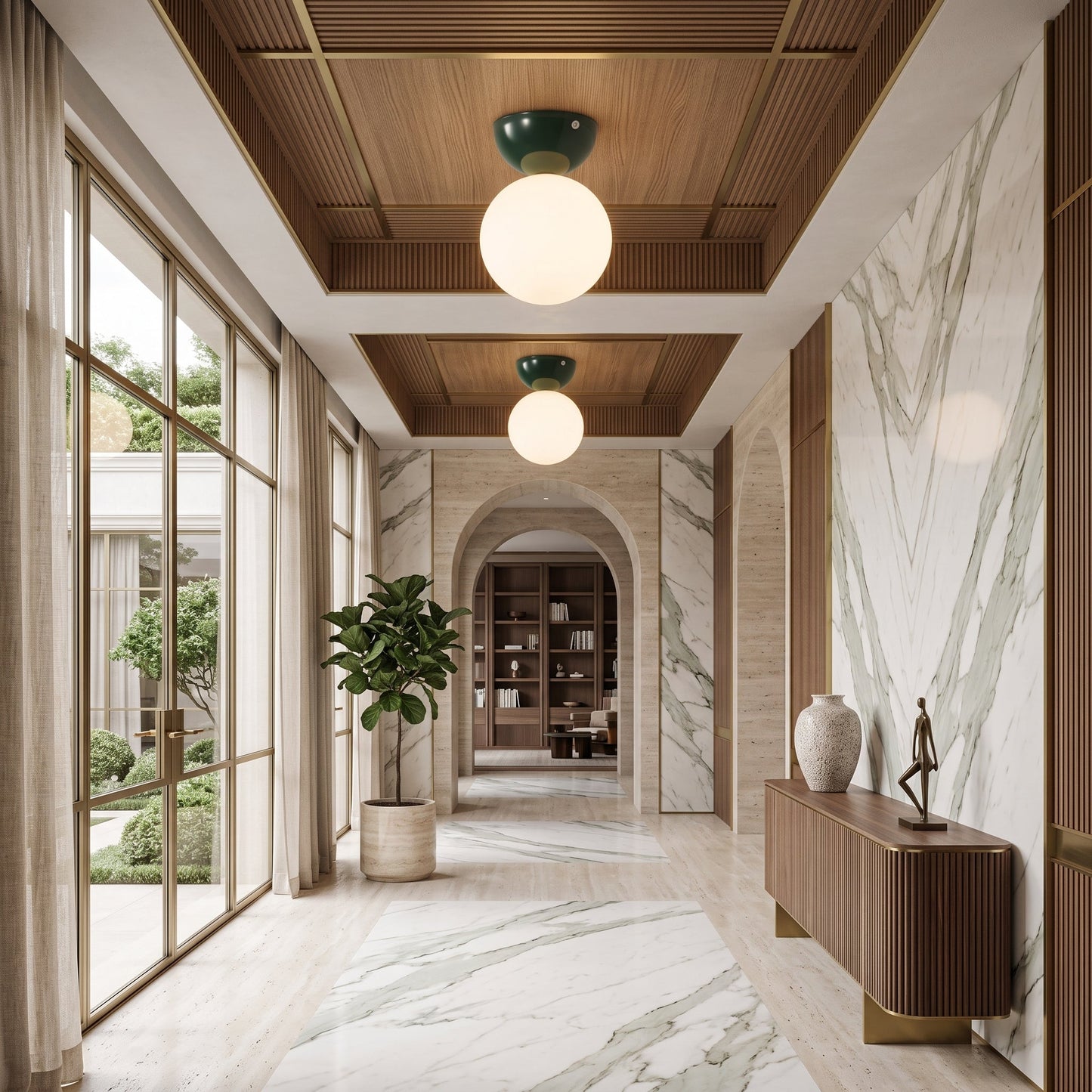 Lampada da Soffitto LED Globo in Vetro Vintage Semi Flush | Vallafiata
