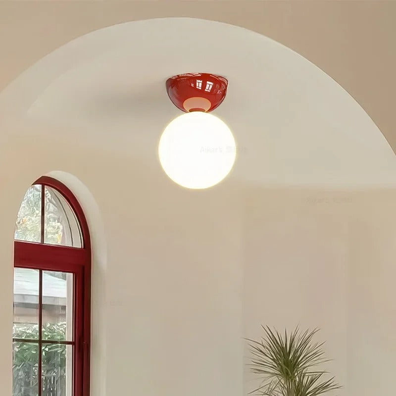 Lampada da Soffitto LED Globo in Vetro Vintage Semi Flush | Vallafiata