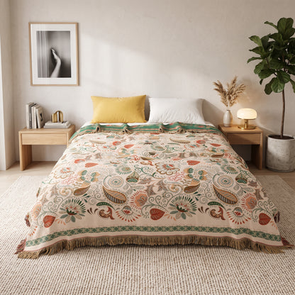Coperta Decorativa in Cotone con Motivo Boho Floreale | Fiorlena