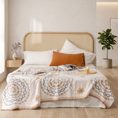 Coperta Decorativa in Cotone con Motivo Boho Geometrico | Tessalia