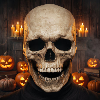 Maschera Realistica da Teschio con Mascella Mobile per Halloween | Bellavalle