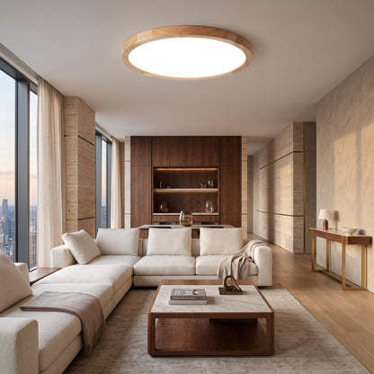 Design Rotondo Effetto Legno Lampada LED da Soffitto | Fontemonte