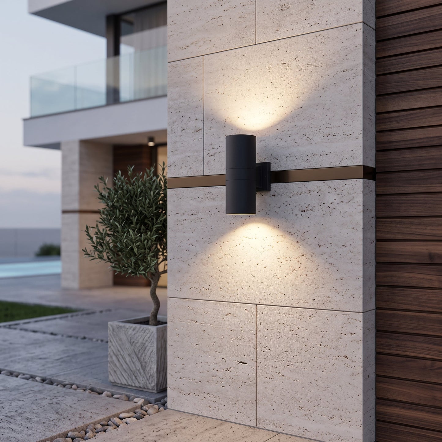 Illuminazione Cilindrica Moderna Up Down LED Parete Esterna | Bellafiora