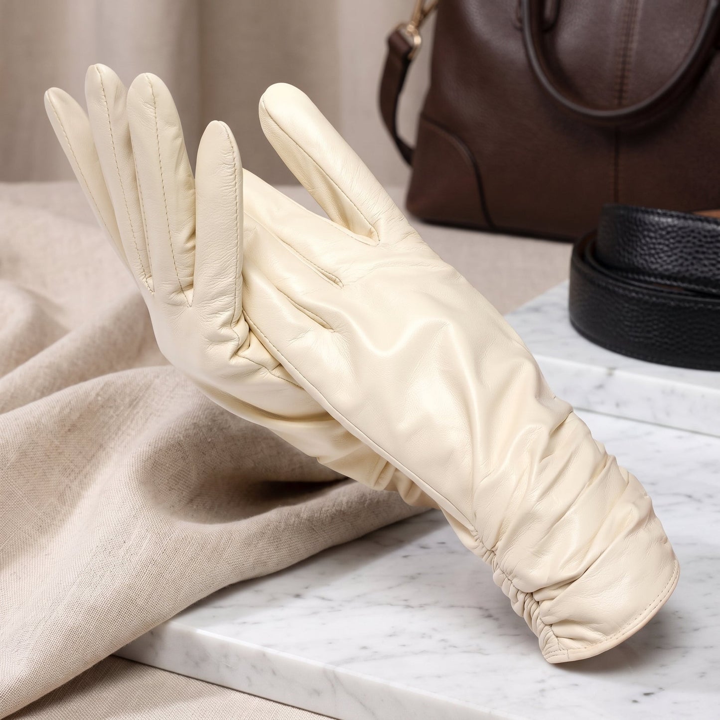 Classiche Guanti Donna Design Cuciture Polsino | Bellafiora