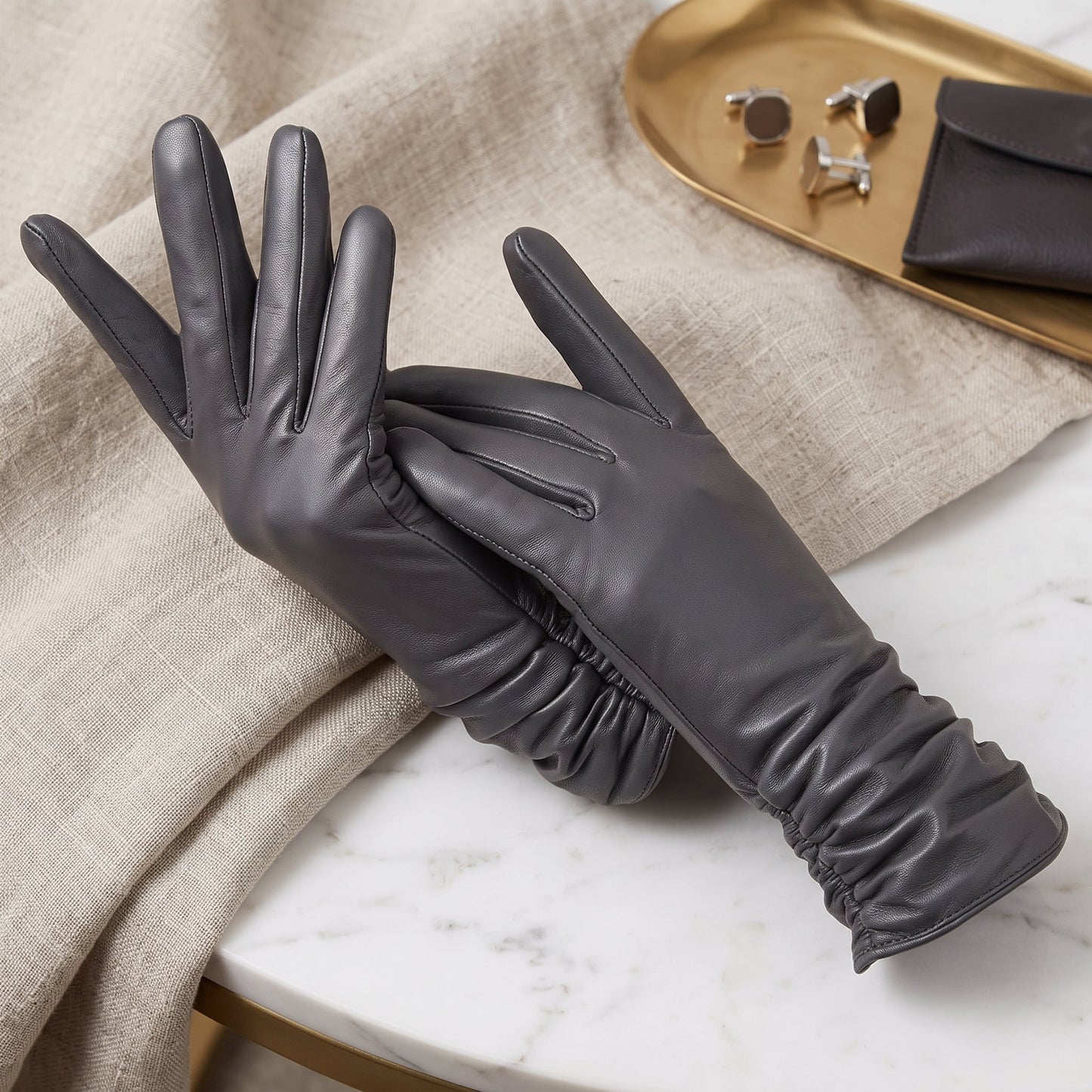 Classiche Guanti Donna Design Cuciture Polsino | Bellafiora