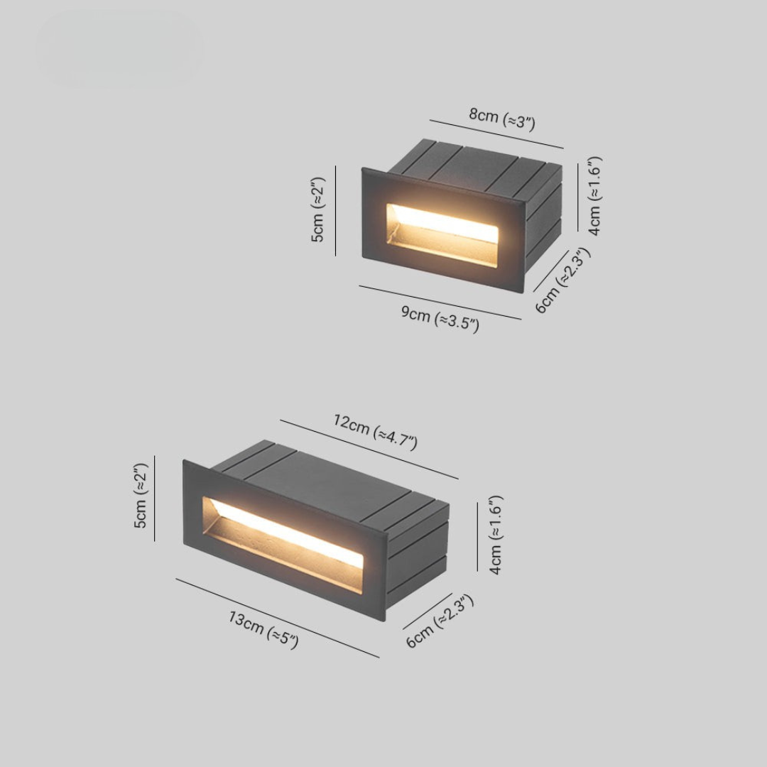 Lampada Rettangolare Da Esterno Per Gradini Con Design Moderno In Metallo Vetro | Coravilla