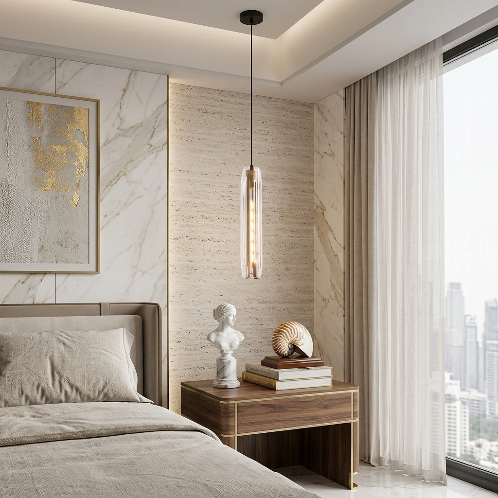 Lampada a Sospensione di Design in Ottone con Paralume in Vetro per Interni | Fioravilla