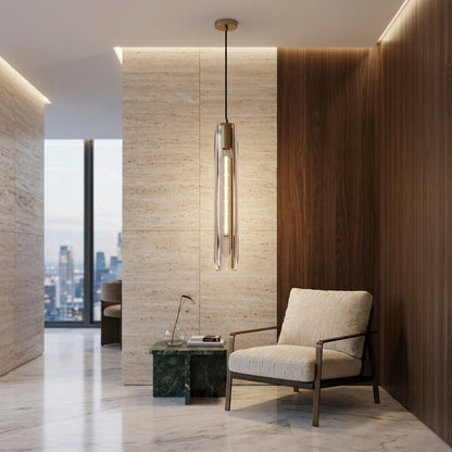 Lampada a Sospensione di Design in Ottone con Paralume in Vetro per Interni | Fioravilla