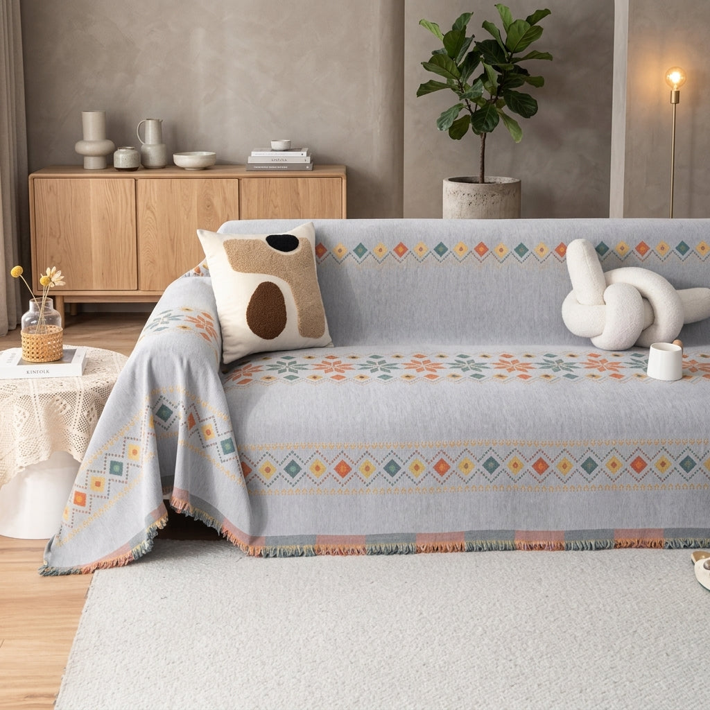Copridivano Boho Jacquard Antiscivolo Universale per Divano | Armonevia