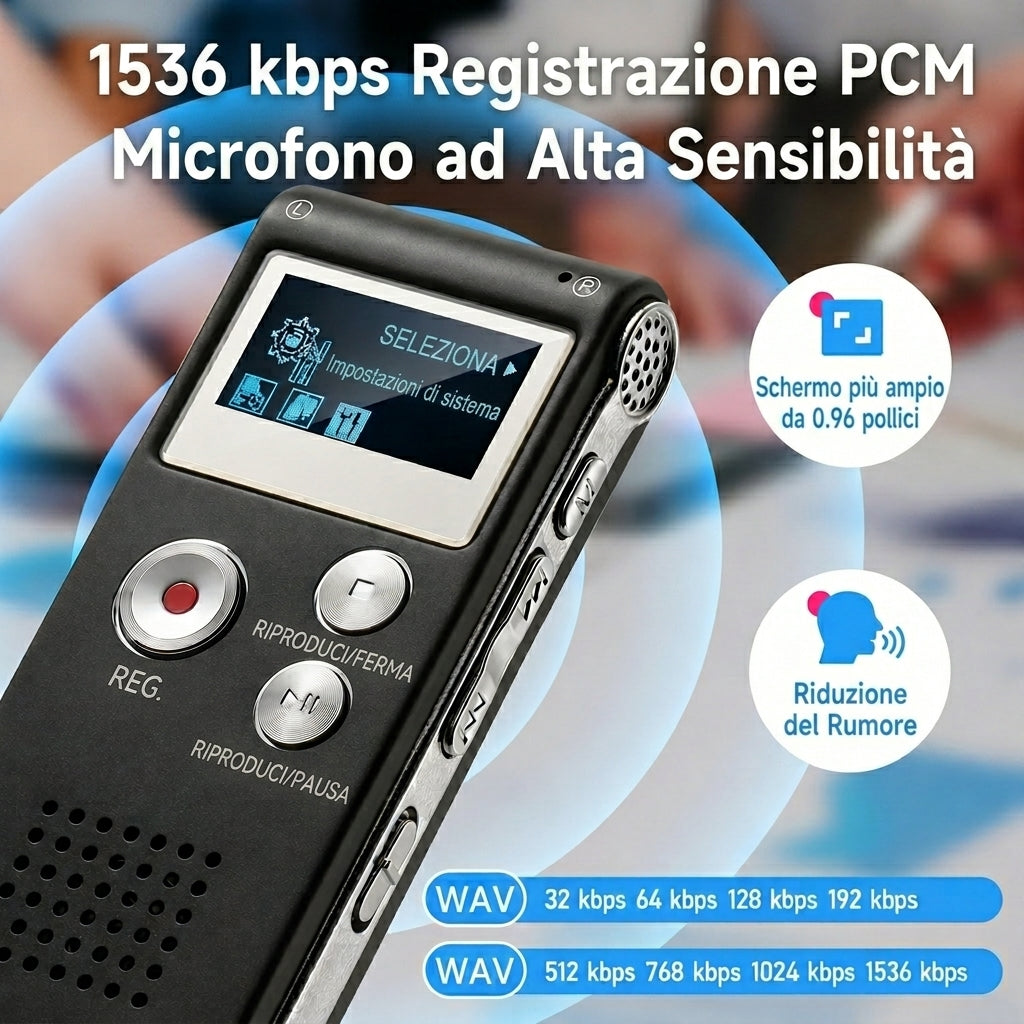 Registratore Vocale Digitale Con Attivazione Sonora | Bellagioia