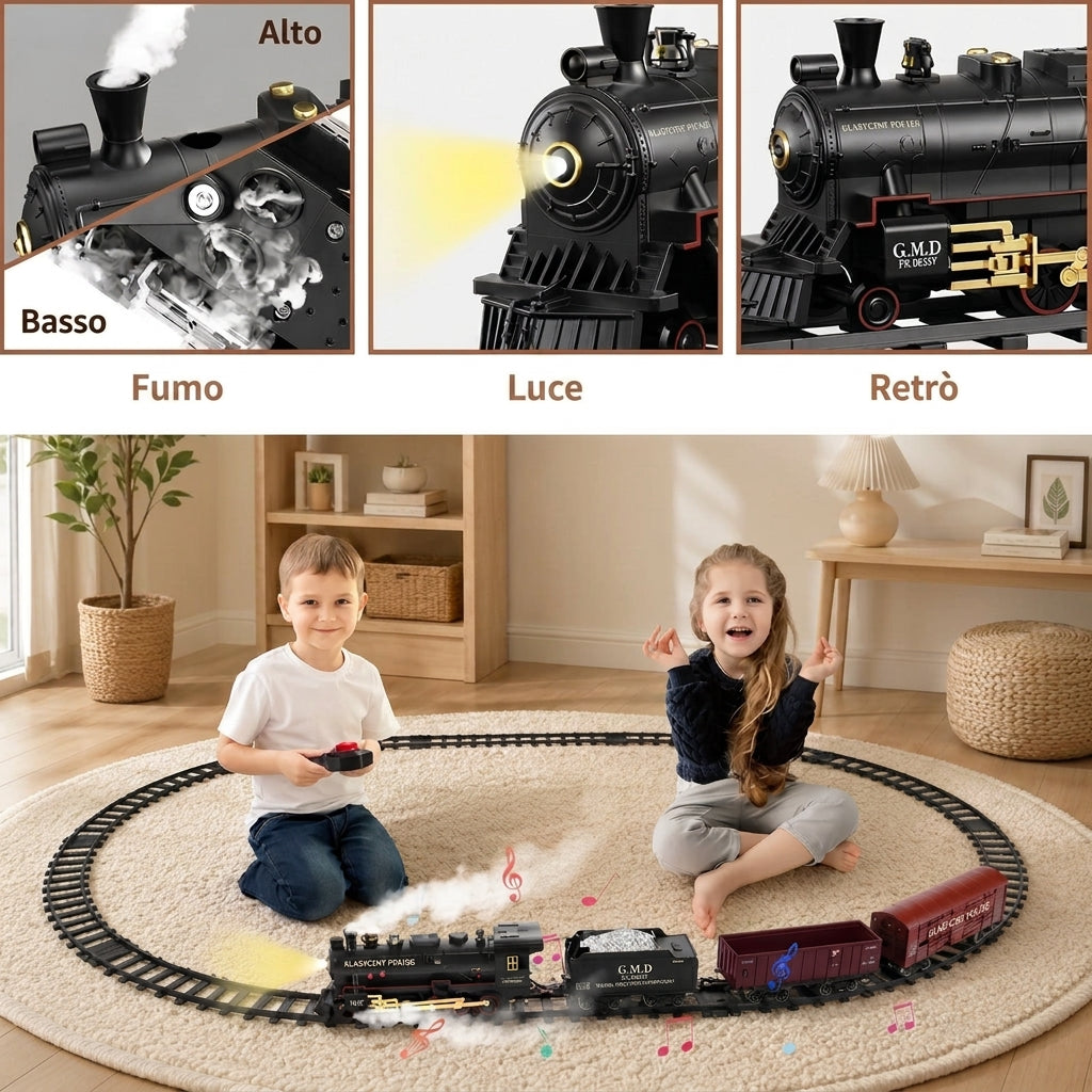 Trenino Elettrico Classico Con Locomotiva Fumante | Vallaluce