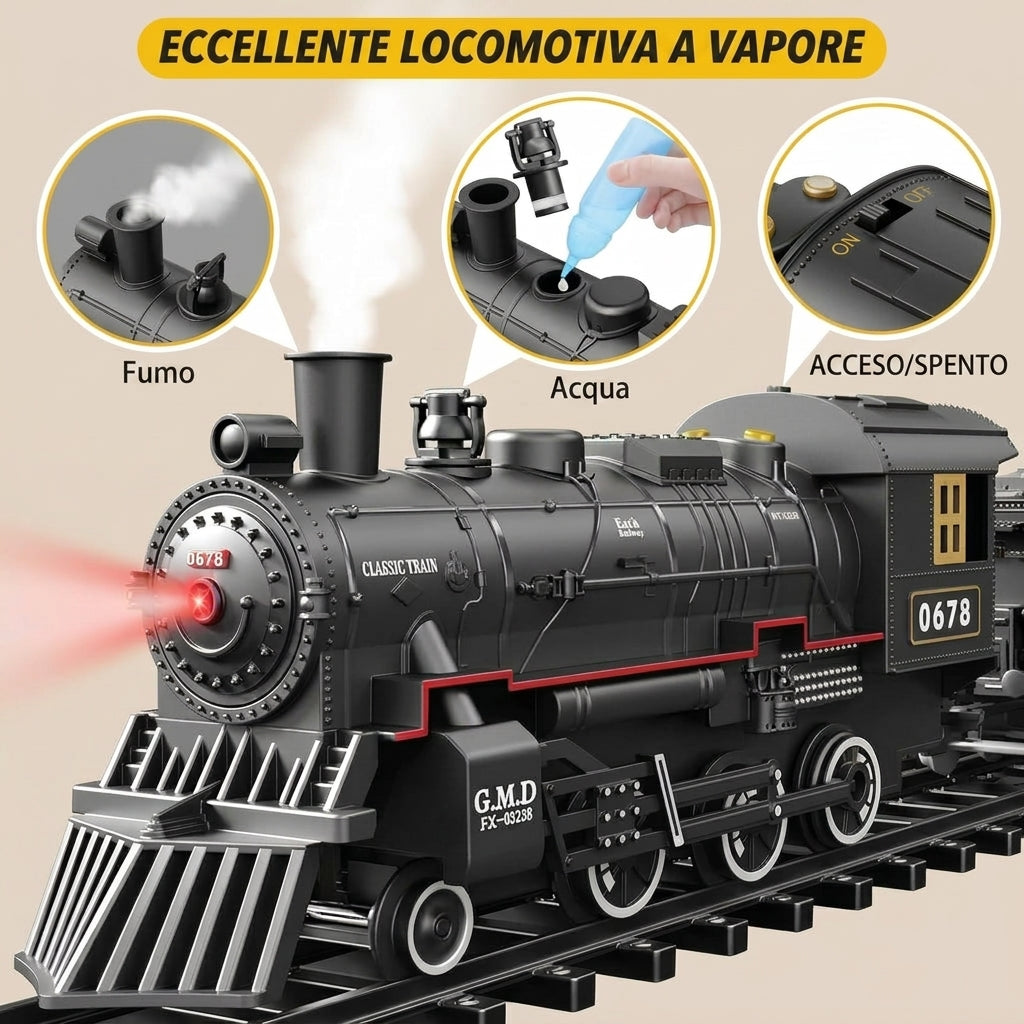 Trenino Elettrico Classico Con Locomotiva Fumante | Vallaluce