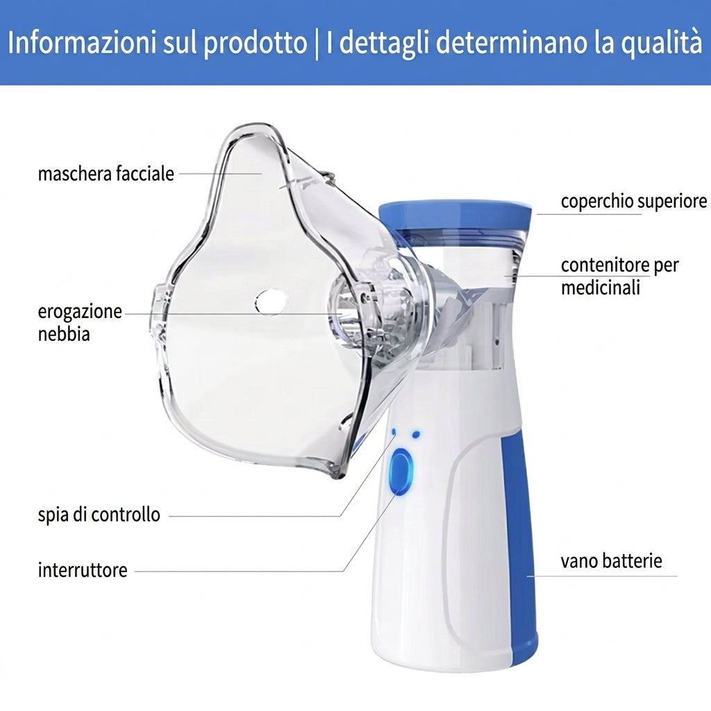 Nebulizzazione Portatile Silenziosa con Doppia Modalità per Tutta la Famiglia | Oddechnik