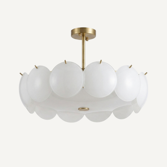 Design Scalloped in Vetro Crema per Illuminazione Soffitto Moderna | Lucelieto