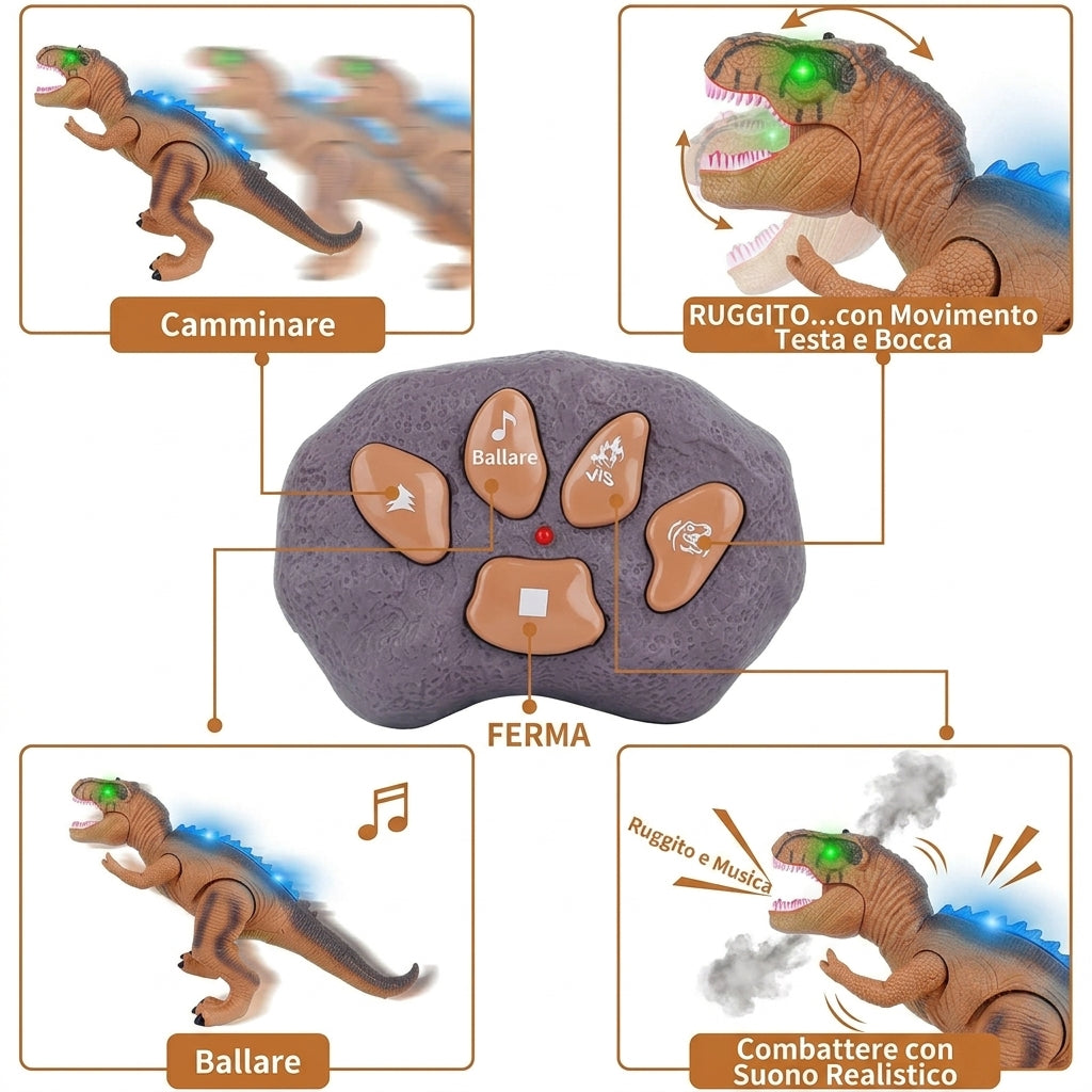 Dinosauro Tyrannosaurus Telecomandato con Luci Suoni e Movimento | Lucedelia