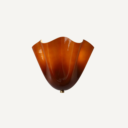 Applique da Parete Vintage in Vetro Ambra con Doppia Luce | Fontelucea