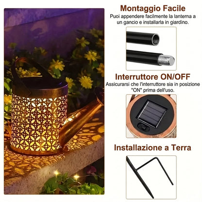Solare Retro Decorativo Lampada a Forma di Annaffiatoio | Fonteserena