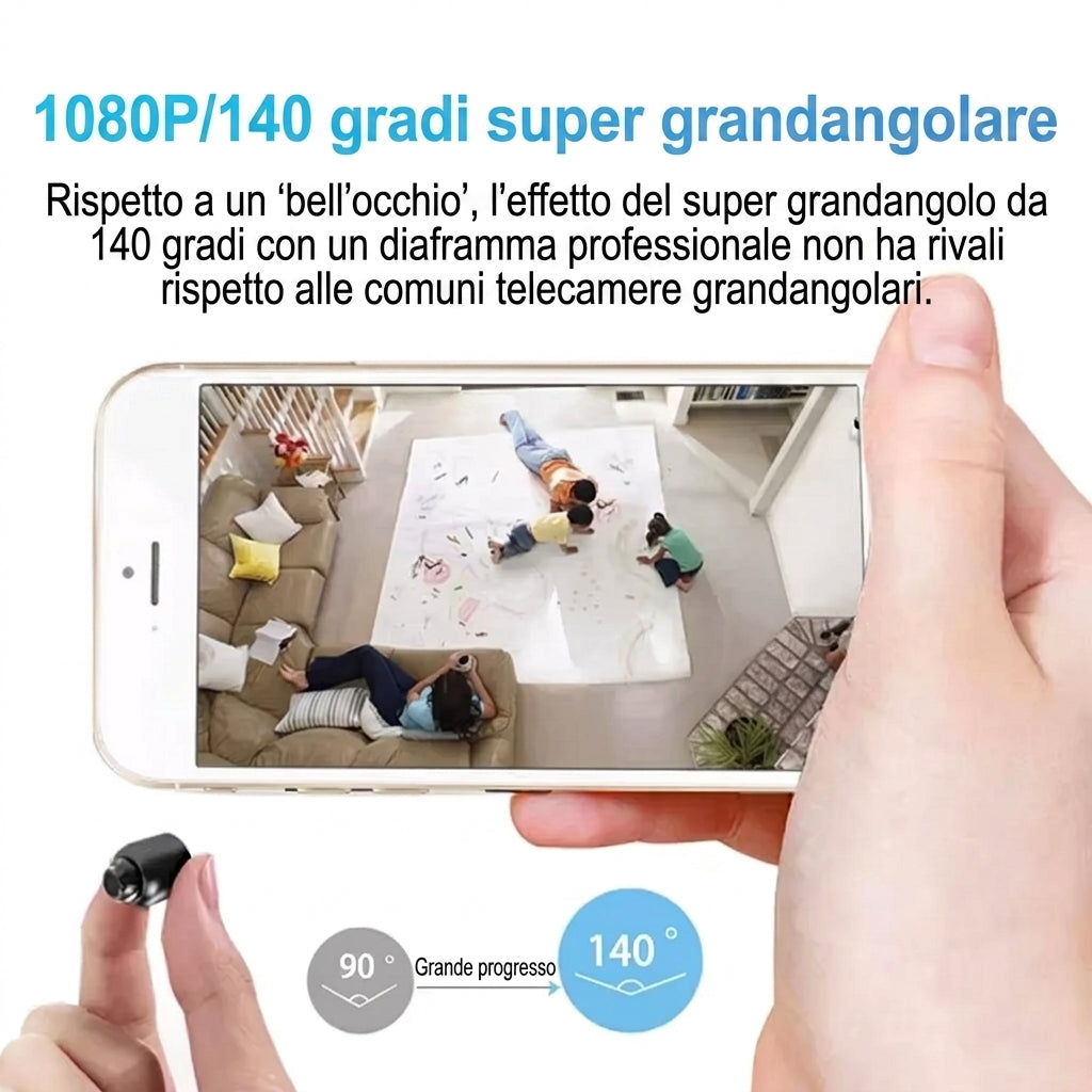 Mini Telecamera WiFi Full HD Interna Visione Notturna Rilevamento Movimento | Lucemelia