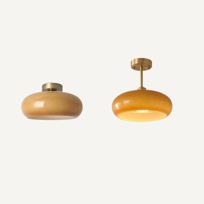 Lampada da Soffitto Bauhaus in Vetro Ambrato Semi Incasso | Lucemontana