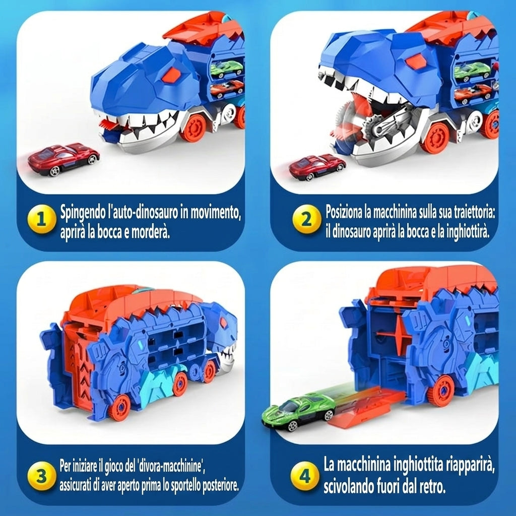 Set Auto Dino Trasformatore Pieghevole 2 Macchinine | Casafelice