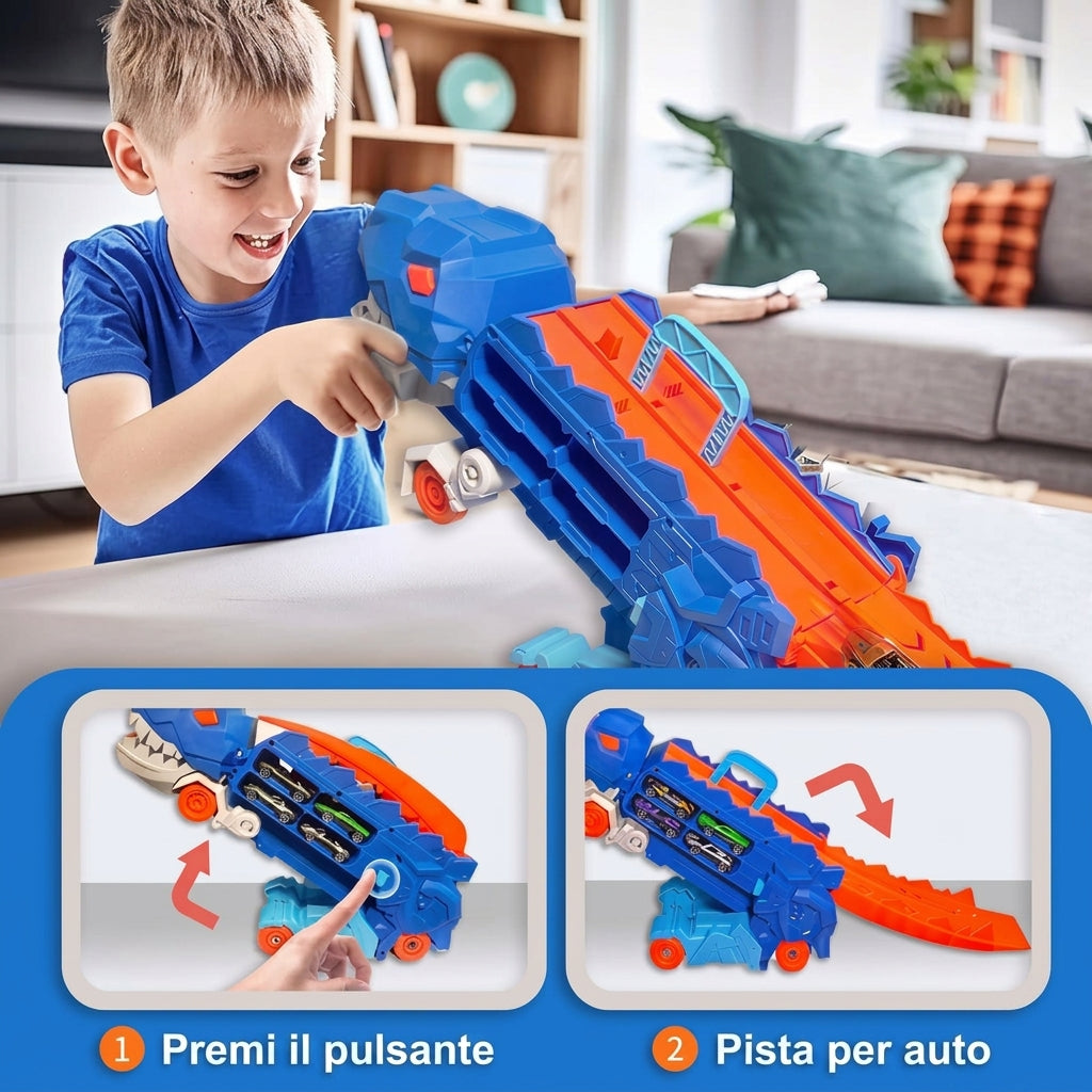 Set Auto Dino Trasformatore Pieghevole 2 Macchinine | Casafelice