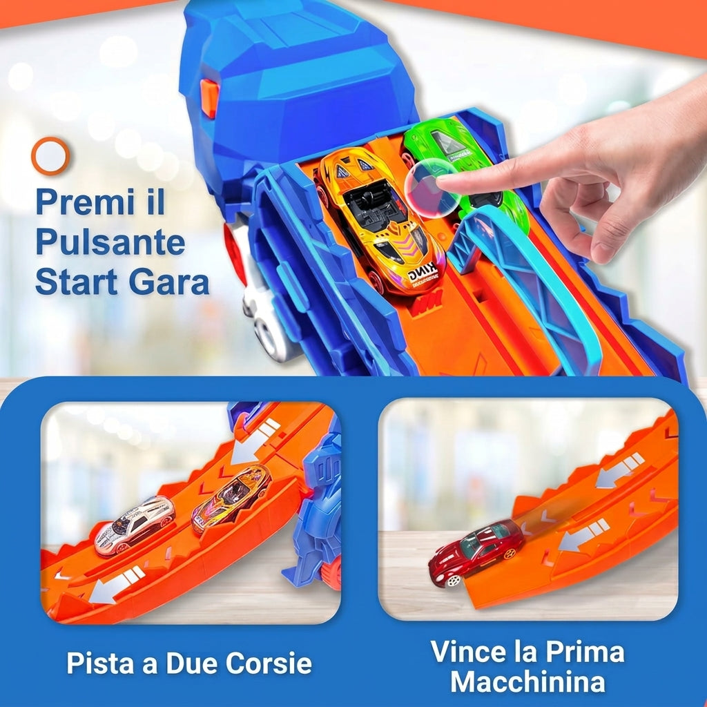Set Auto Dino Trasformatore Pieghevole 2 Macchinine | Casafelice
