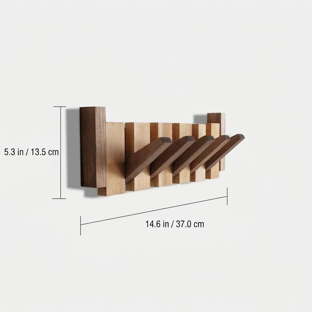 Appendiabiti Parete in Legno con Ganci Pieghevoli Multipli | Campanella