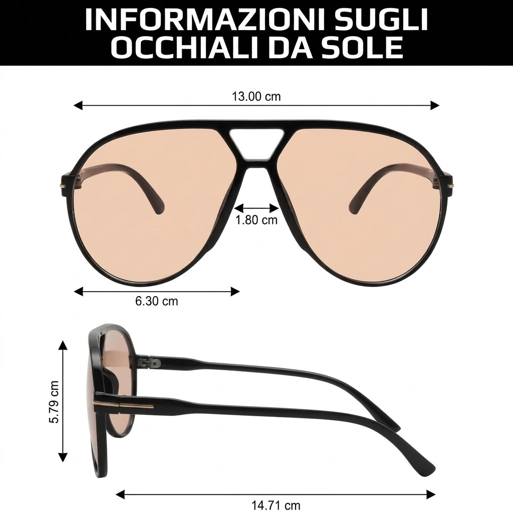 Occhiali da Sole Aviator Leggeri con Lenti Quadrate Oversize per l’Estate | Dorafiore