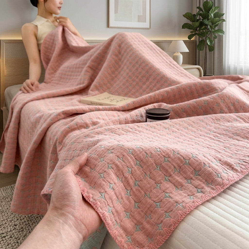 Coperta Estiva in Cotone a Trama Waffle per Divano Letto | Morbelia